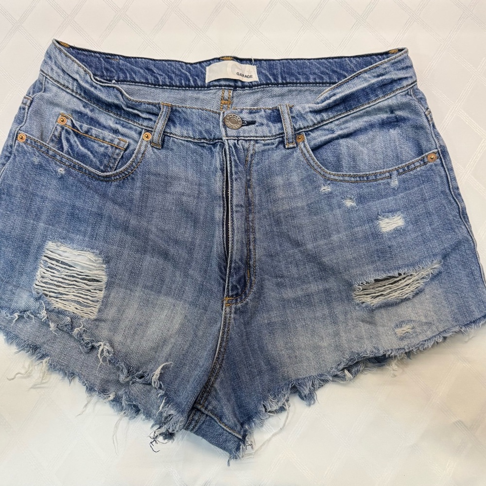 Garage Blue Distressed Jean Shorts